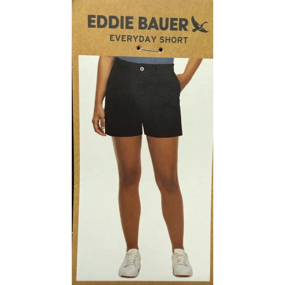 Eddie Bauer Everyday Short Black High Rise Elastic Waist Lyocell